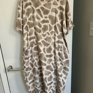 Brown and White Patterned Dress